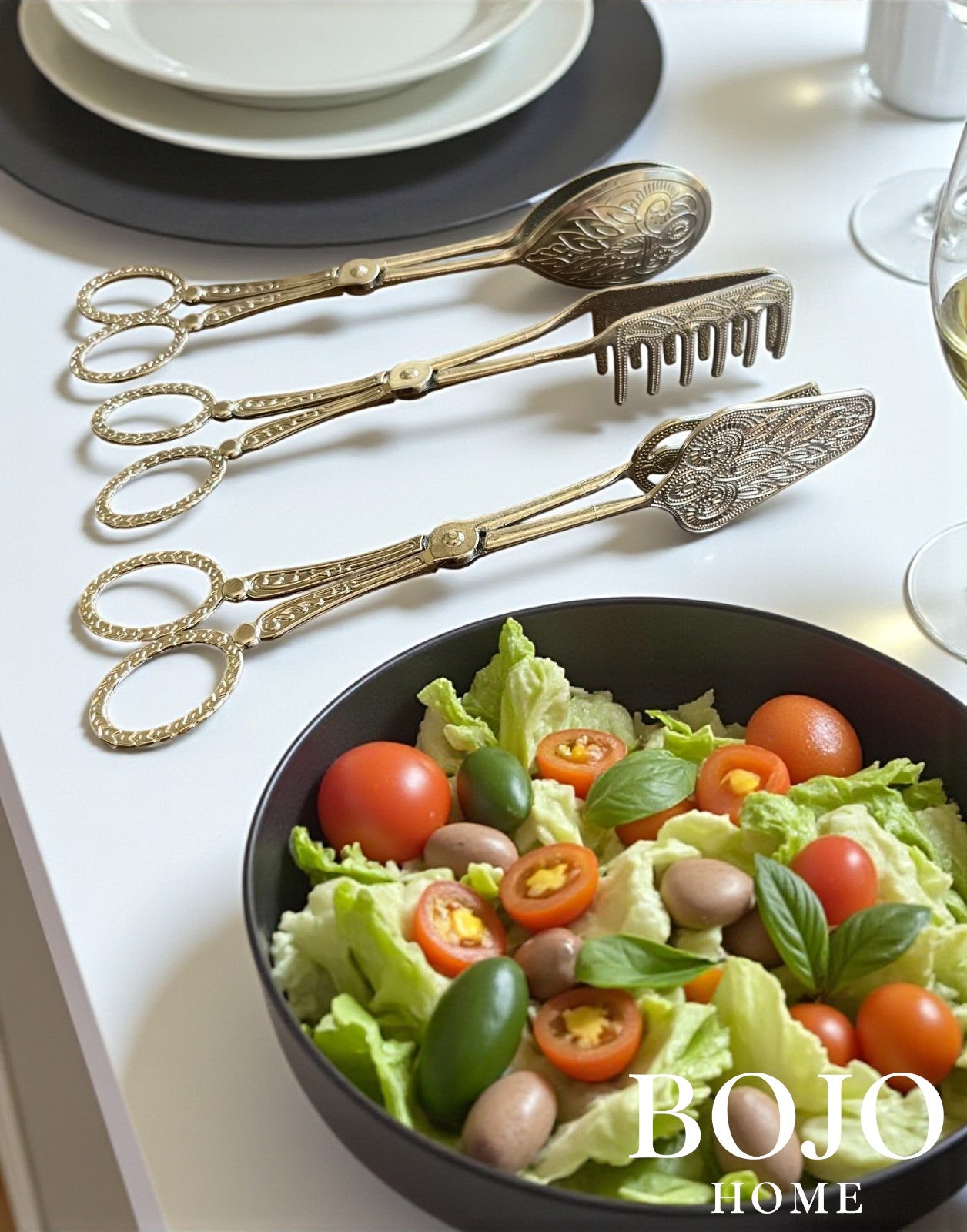 BOJO Home 3 Parça Silver Gümüş Metalik Renk Servis Maşa Seti – Salata, Kek ve Sunum İçin Mutfak Hediyesi