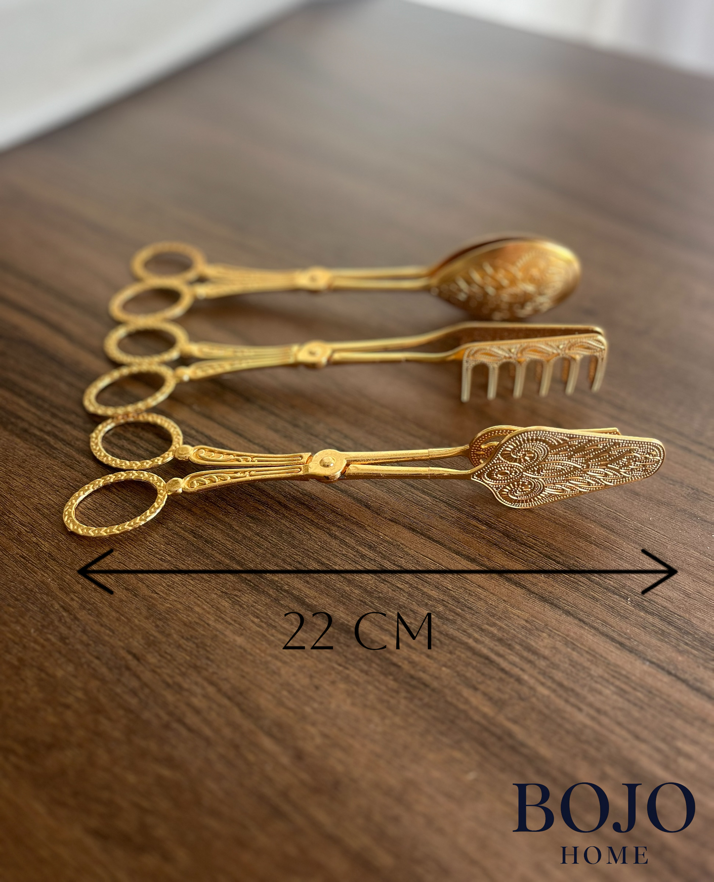 BOJO Home 3 Parça Gold Servis, Sunum, Salata/Kek Maşası