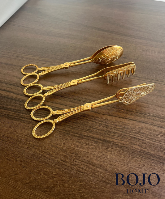 BOJO Home 3 Parça Gold Servis, Sunum, Salata/Kek Maşası